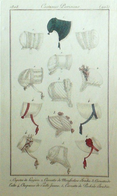 Gravure Mode Costume Parisien 1808 #  903 (eau forte old Fashion plate