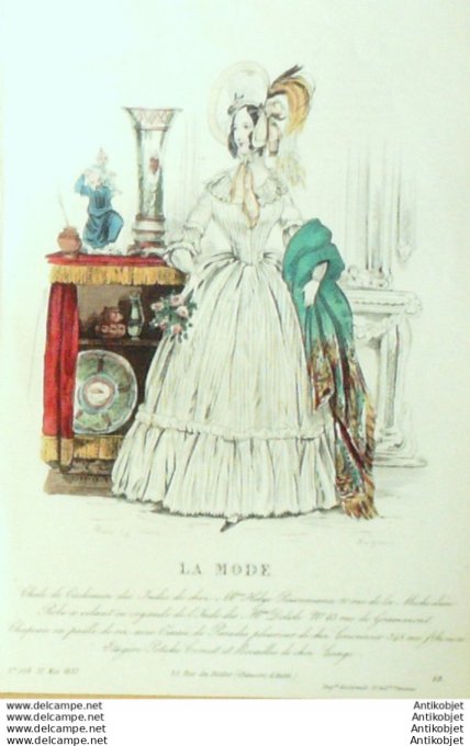 Gravure La mode 1837 # 558 (aquarelle old Fashion plate)