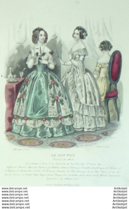 Gravure Mode Le Bon Ton 1846 13 # 19 (aquarelle old fashion plate)