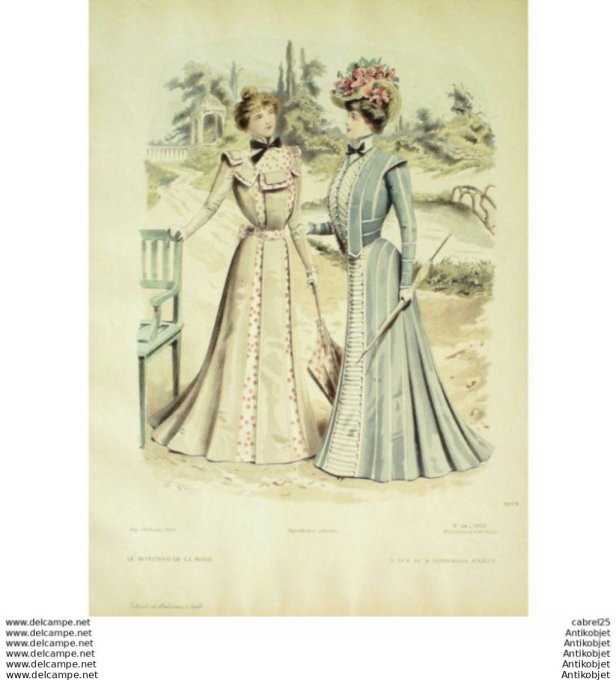 Gravure Mode Le Moniteur 1900 # 24 (Old Fashion plate)