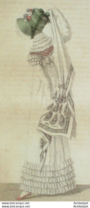 Gravure de mode Costume Parisien 1811 n°1174 Robe de pêrkale