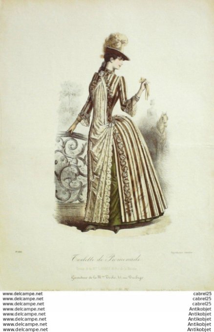 Gravure Mode Le Coquet 1887 # 17 (Old Fashion plate)