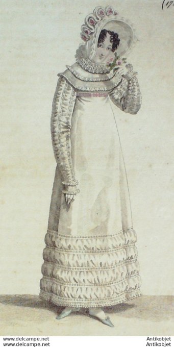 Gravure de mode Costume Parisien 1818 n°1748 Robe perkale