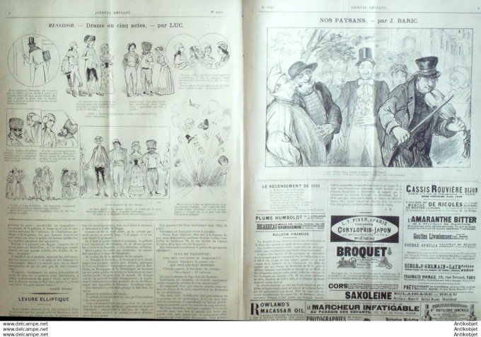 Le Journal Amusant 1891 # 1800 Equitation territoriale par Maurice Marais Papotages de Mars