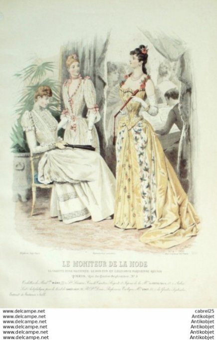 Gravure Mode Le Moniteur 1890 # 03 (Old Fashion plate)