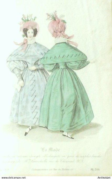 Gravure La mode 1833 # 301 (aquarelle old Fashion plate)