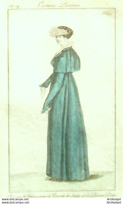 Gravure Mode Costume Parisien 1806 an 14 # 684 (eau forte old Fashion plate