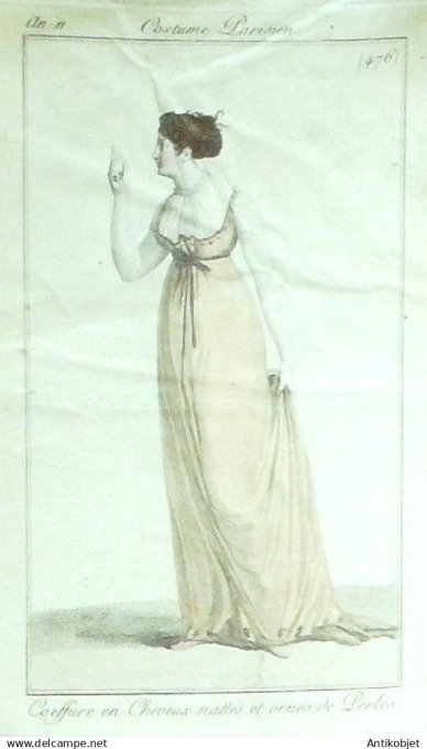 Costume Parisien 1803 an 11 # 476 (eau forte) Coiffures en cheveux nattés