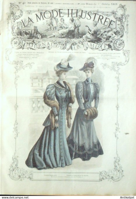 La Mode illustrée journal 1905 n° 40 Toilettes en drap & velours