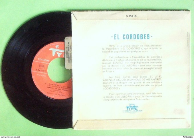 Banda La Alegria 45T Ep Valencis del cid (languette) 1961