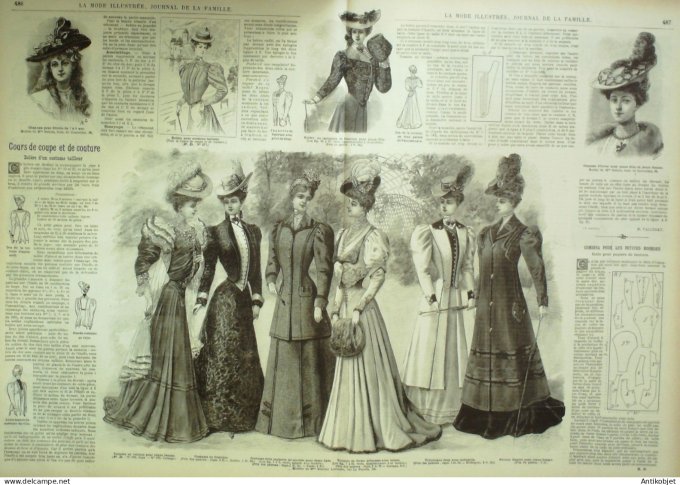 La Mode illustrée journal 1905 n° 40 Toilettes en drap & velours