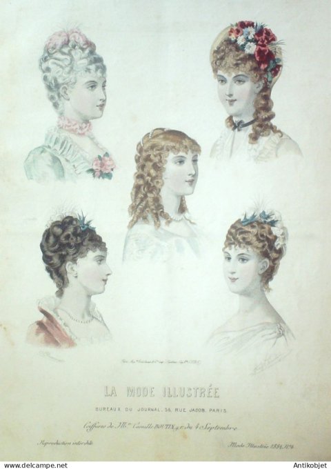 Gravure Mode illustree 1884 #  4 (Old Fashion plate)