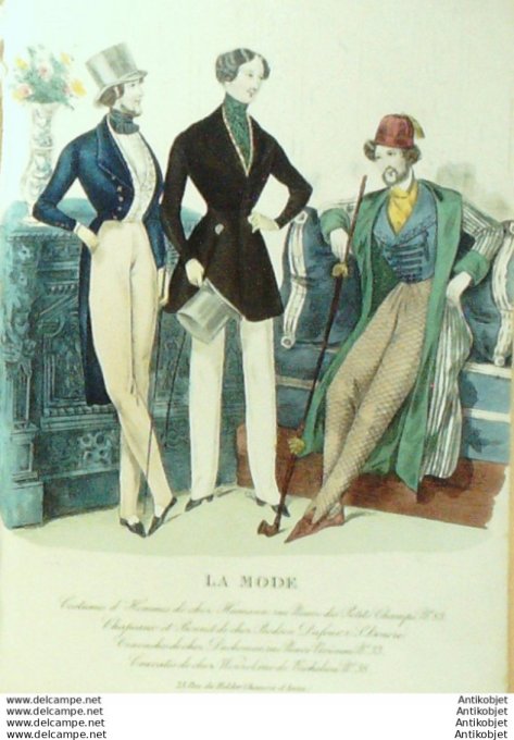 Gravure La mode 1837 # 555 (aquarelle old Fashion plate)