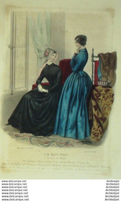 Gravure Mode Le Bon Ton 1846 13 # 24 (aquarelle old fashion plate)