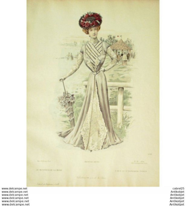 Gravure Mode Le Moniteur 1900 # 18 (Old Fashion plate)