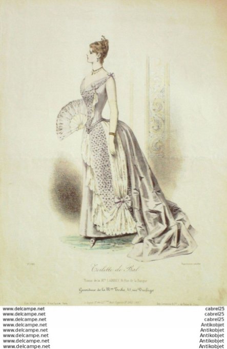 Gravure Mode Le Coquet 1887 # 08 (Old Fashion plate)