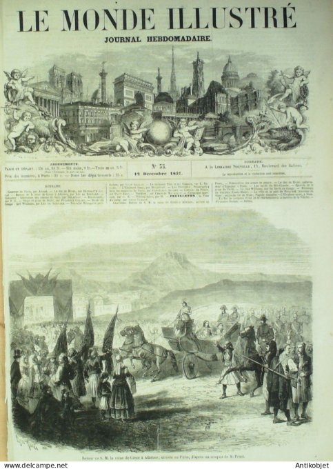 Le Monde illustré 1857 n° 35 Siam Bangkok RioGrande Calcutta Delhi Couly-Bazar