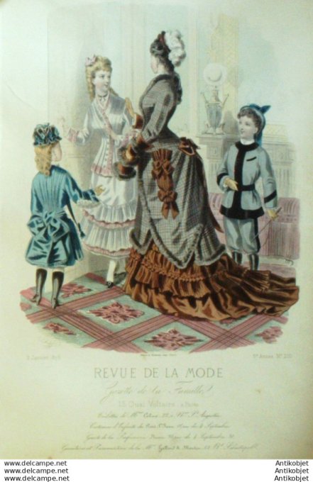 Gravure Mode La Gazette 1876 # 210 (Old Fashion plate)