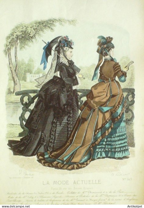 Gravure La Mode actuelle 1875 # 143 (Old Fashion plate)
