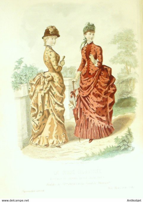 Gravure de mode La Mode illustrée 1884 n°16 (Maison Delaunay)