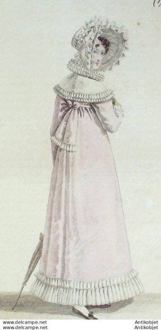 Gravure de mode Costume Parisien 1818 n°1749 Pélerine de perkal