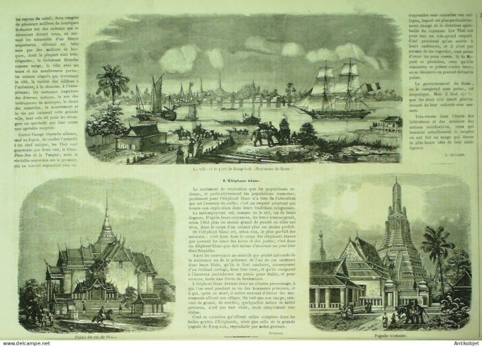 Le Monde illustré 1857 n° 35 Siam Bangkok RioGrande Calcutta Delhi Couly-Bazar