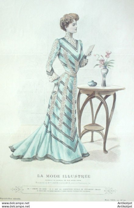 Gravure Mode illustree 1901 # 10 (Old Fashion plate) rare