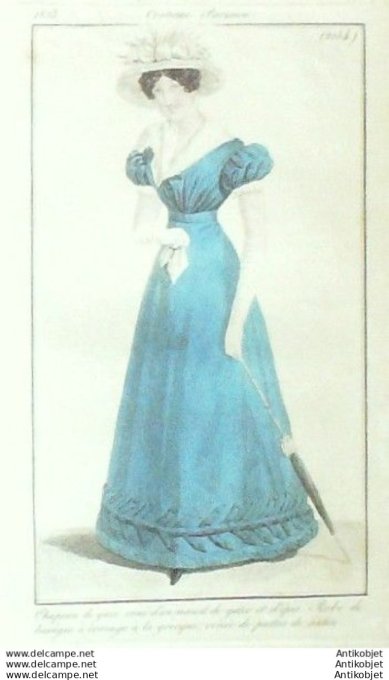 Gravure Mode Costume Parisien 1823 # 2154 (eau forte old Fashion plate