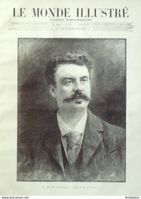 Le Monde illustré 1892 n°1816 Egypte Mehemed Tewfik-Pacha Maupassant