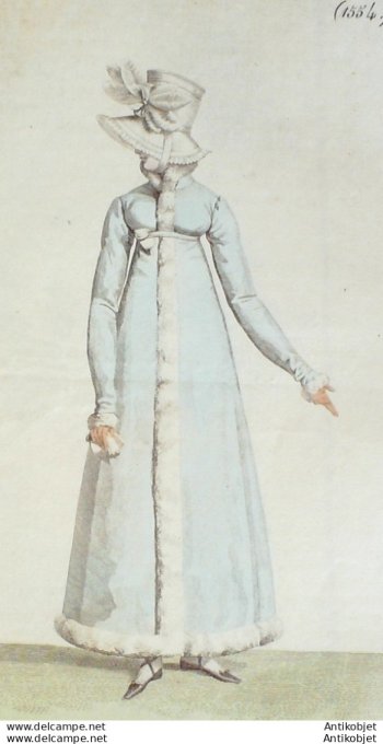 Costume Parisien 1816 # 1554 Chapeau garni de plumes folettes
