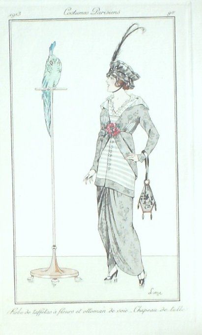 Loeze Pochoir Mode Art Deco n°  90-1913 Journal des Dames