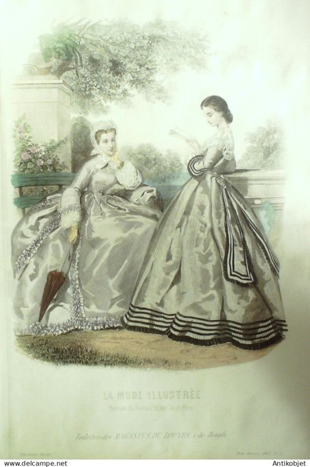 Gravure Mode illustree 1863 # 32 (Old Fashion plate)
