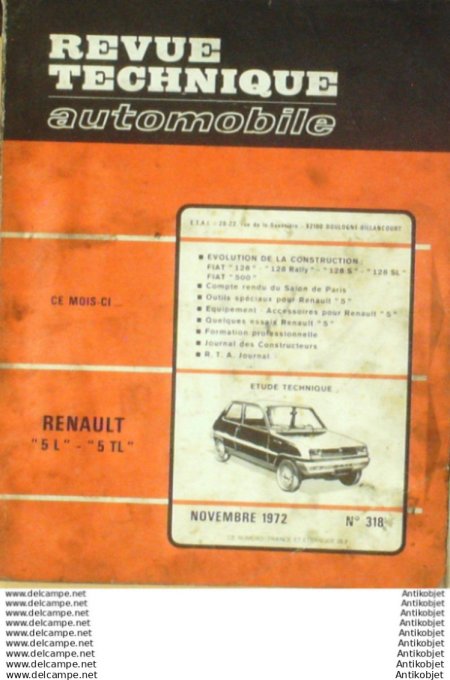 R.T Automobile Fiat 128 Fiat 500 Renault 5 TL   # 318