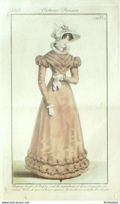 Gravure Mode Costume Parisien 1824 # 2135 (eau forte old Fashion plate