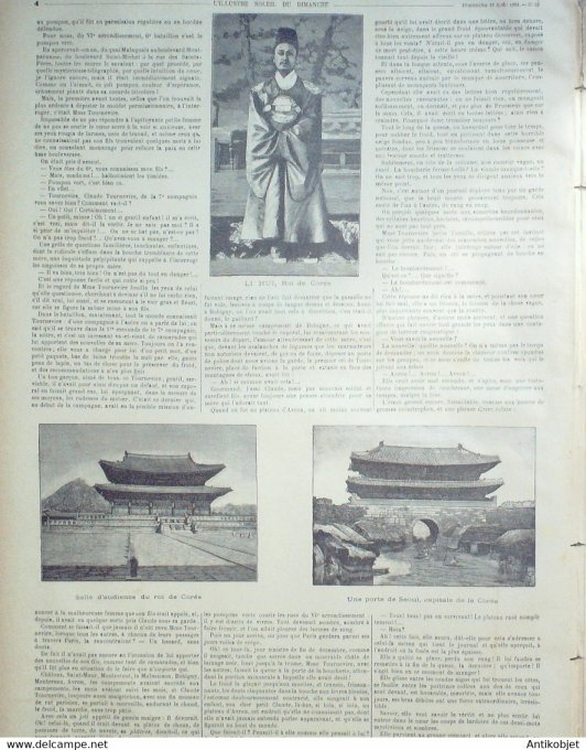 Soleil du Dimanche 1894 n°32 Orange (84) théâtre antique Corée Séoul Roi Li Hui