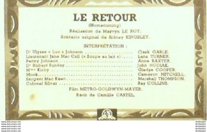 Mon Film 166 49-10-26 Le retour Clark Gable Lana Turner Andre Claveau