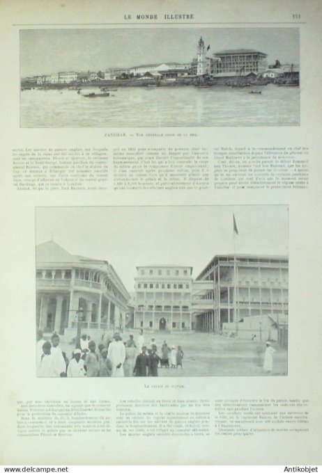 Le Monde illustré 1896 n°2058 Zanzibar Palais Autriche Vienne Hofburg Tsar  Constantinople