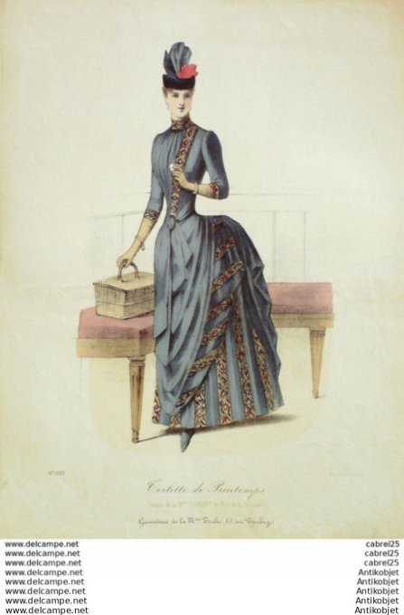Gravure Mode Le Coquet 1887 # 09 (Old Fashion plate)