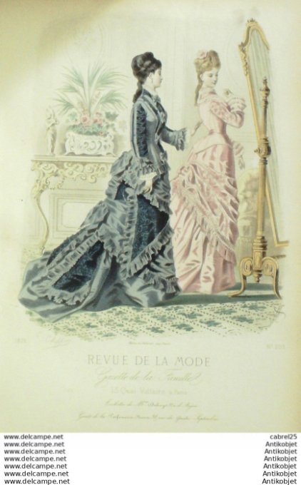 Gravure Mode La Gazette 1875 # 203 (Old Fashion plate)