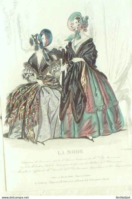 Gravure La mode 1838 # 38 (aquarelle old Fashion plate)