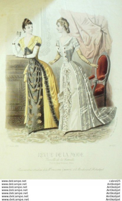Gravure Mode La Gazette 1888 # 878 (Old Fashion plate)
