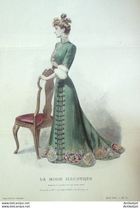 Gravure Mode illustree 1901 # 17 (Old Fashion plate) rare