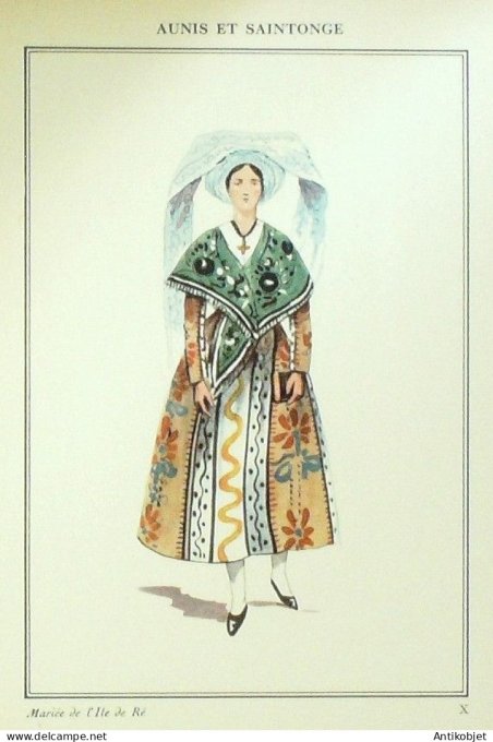 Nouvelle-Aquitaine Aunis Ile-de-Ré (17) Mariée signé  par P.A Leroux XXème