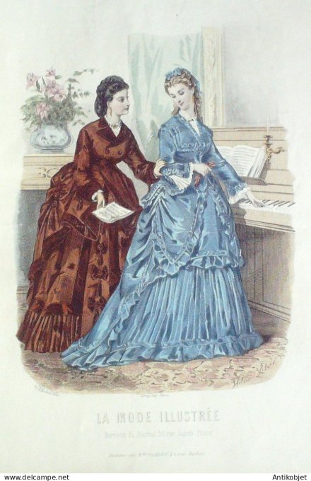 Gravure Mode illustree 1871 # 48 (Old Fashion plate)