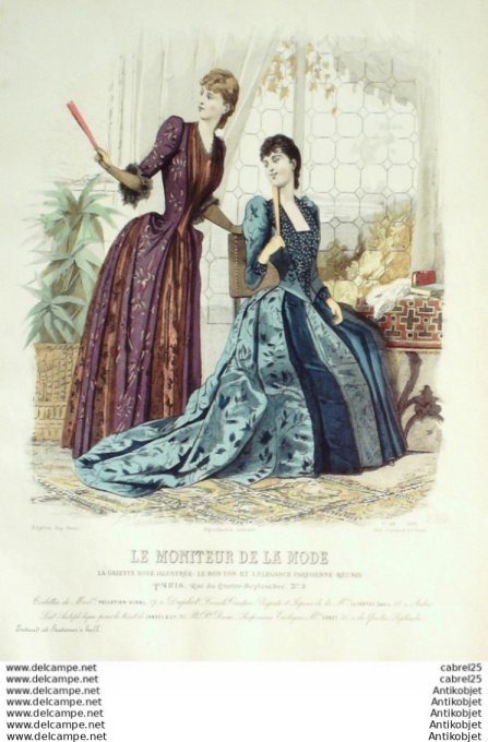 Gravure Mode Le Moniteur 1889 # 38 (Old Fashion plate)