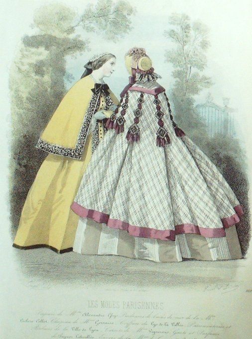 Gravure Les Modes Parisiennes 1860 # 912 Peignoir pardessus Maison Ghys
