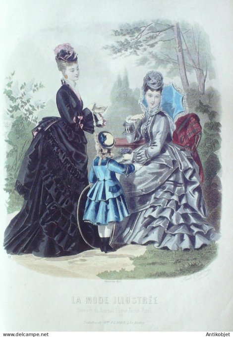 Gravure Mode illustree 1874 # 23 (Old Fashion plate)
