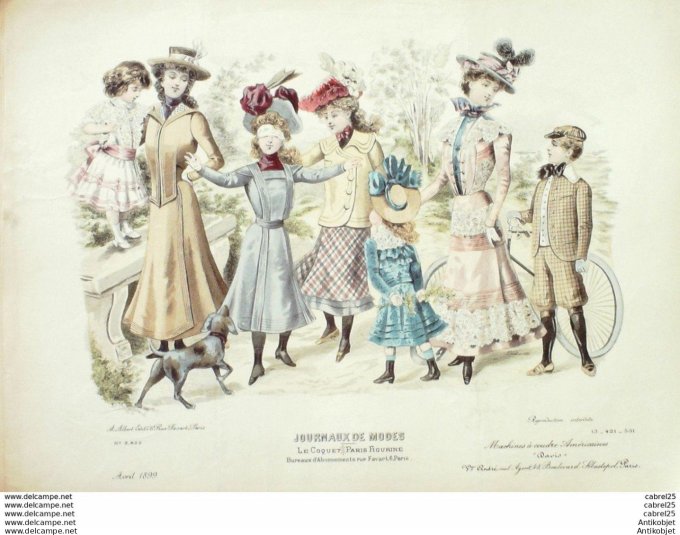 Gravure La Mode illustrée 1875 n° 2 (Costumes d'enfants)
