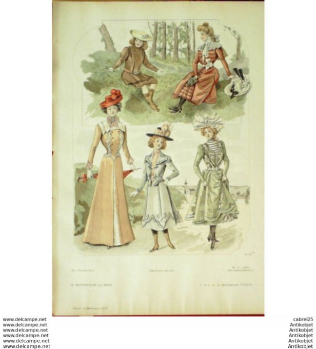 Gravure Mode Le Moniteur 1900 # 13 (Old Fashion plate)