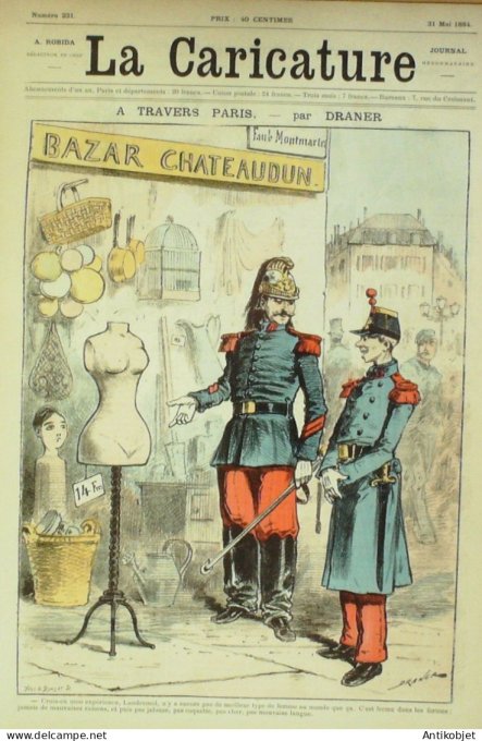 La Caricature 1884 #231 A travers Paris Draner Velle saison Trock Sorel